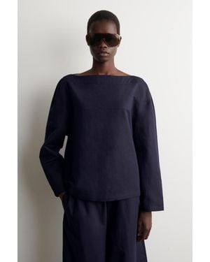 COS Leinenbluse Mit U-Boot-Ausschnitt - Blau