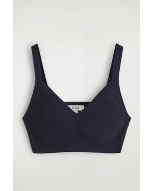 COS Knitted Cotton Bralette - Blue