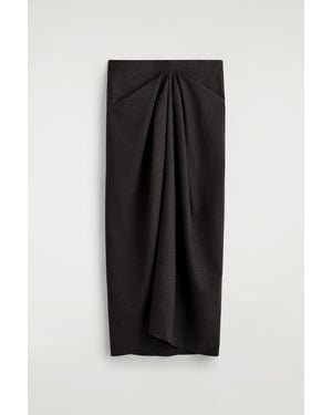 COS Draped Wool-Blend Midi Skirt - Black