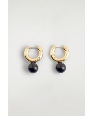 COS Beaded Huggie Hoop Earrings - Metallic
