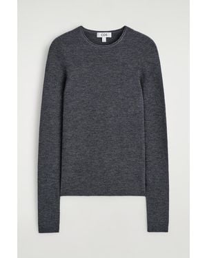 COS Seamless Merino Wool Long-Sleeved Top - Blue