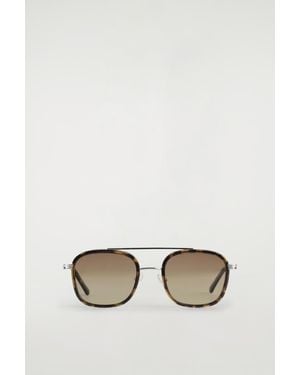 COS Round-Frame Aviator Sunglasses - Brown