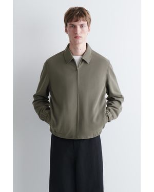 COS Bonded-Twill Harrington Jacket - Gray