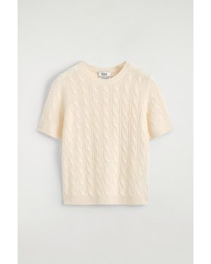 COS Cable-Knit Cashmere T-Shirt - Natural