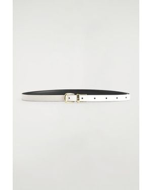 COS Reversible Slim Leather Belt - White