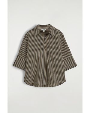 COS Striped Seersucker Shirt - Brown