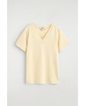 COS Cotton V-Neck T-Shirt - Natural
