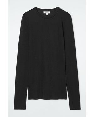 COS Crew-neck Merino Wool Top - Black