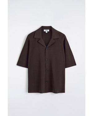 COS Perforated Knitted Short-Sleeved Shirt - Brown