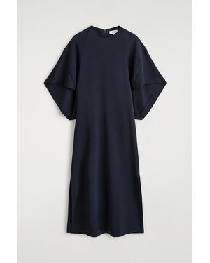 COS Sculptural Draped Midi Dress - Blue