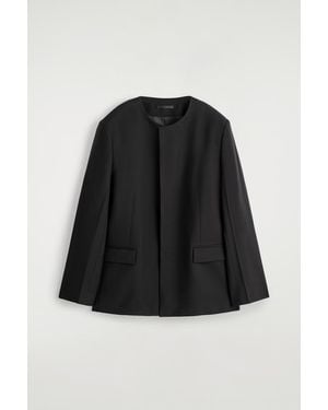 COS Collarless Wool Blazer - Black