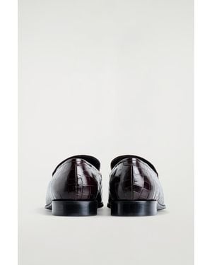 COS Croc-Effect Leather Loafers - White