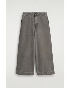 COS Cropped Wide-Leg Denim Pants - Gray