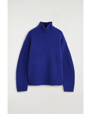 COS Chunky Cashmere Funnel-Neck Sweater - Blue