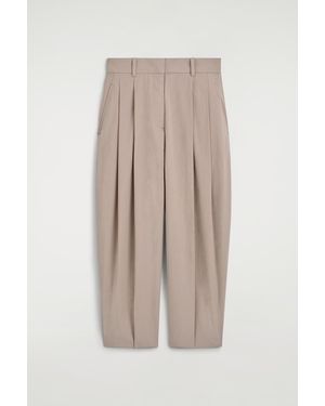 COS Tailored Cotton Balloon-Leg Pants - Natural