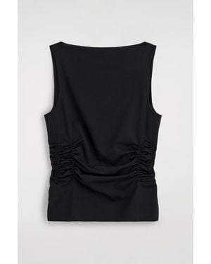 COS Ruched-Waist Cotton-Jersey Tank Top - Black
