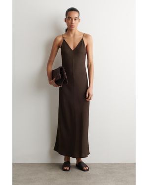 COS Midikleid Mit Trägern Und V-Ausschnitt - Braun