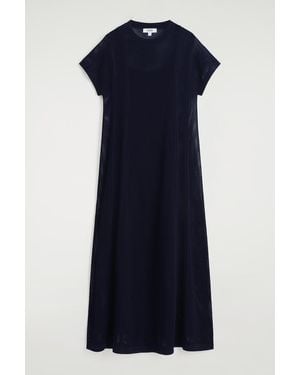 COS Pointelle-Knit Cotton Maxi Dress - Blue