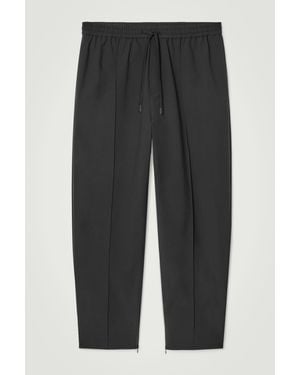 COS Pintucked Tapered Track Trousers - Black