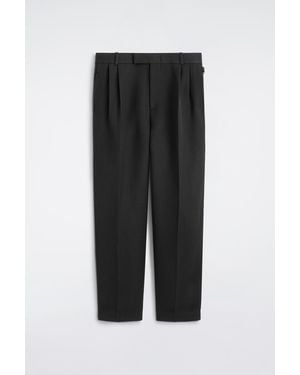 COS Pleated Herringbone Relaxed-Fit Tapered Trousers - Black