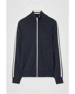 COS Contrast-stripe Knitted Track Jacket - Blue