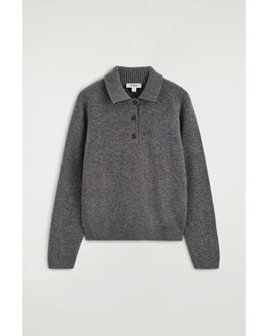 COS Merino Wool Polo Shirt - Grey