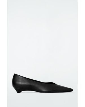 COS Pointed Leather Kitten-heel Court Shoes - Black