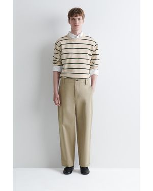 COS Cotton-Twill Relaxed-Fit Straight-Leg Trousers - Natural