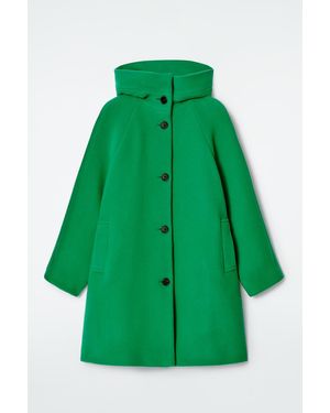 COS Oversized Wool Hooded Coat - Green