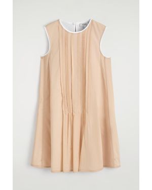 COS Layered Pintucked Mini Dress - Natural