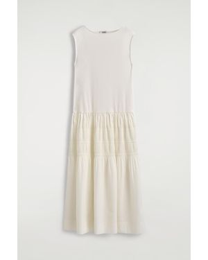 COS Robe Midi À Texture Contrastée - Blanc