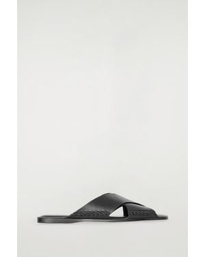 COS Crossover Leather Sandals - Black