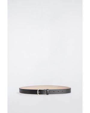 COS Rounded-Buckle Leather Belt - White