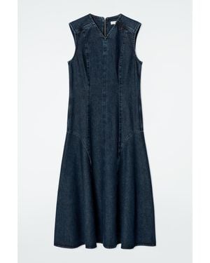 COS Dropped-Waist Denim Midi Dress - Blue
