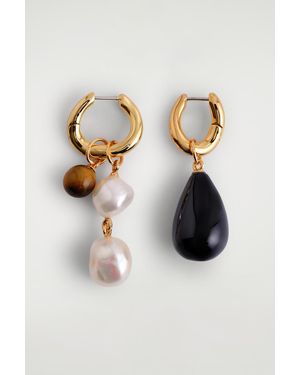 COS Twisted Hoop Charm Earrings - Black