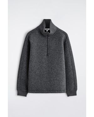 COS Oversized Felted-Scuba Mock-Neck Jumper - Black
