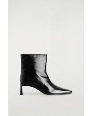 COS Angular Leather Heeled Ankle Boots - White