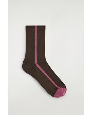 COS Striped Cotton Socks - Brown