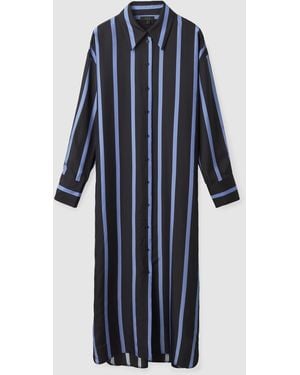 COS Gestreiftes Hemdblusenkleid Aus Seide - Blau