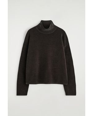 COS Chenille Mock-Neck Sweater - Black