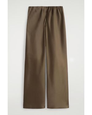 COS Satin Wide-Leg Trousers - Brown