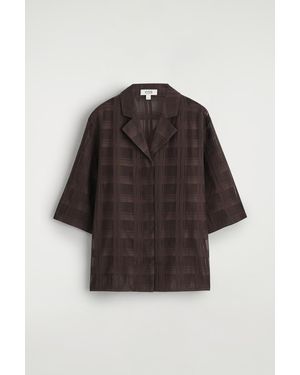 COS Sheer Checked Resort Shirt - Brown