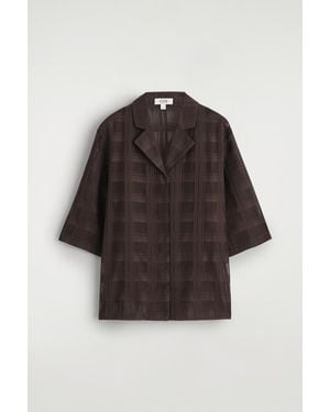 COS Sheer Checked Resort Shirt - Brown