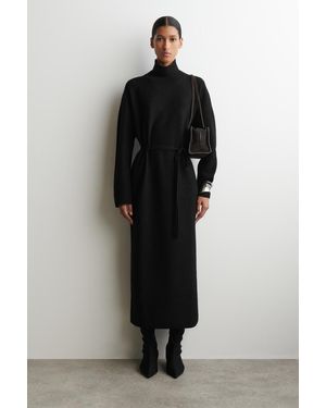 COS Kleid Aus Kochwolle Mit Stehkragen - Schwarz