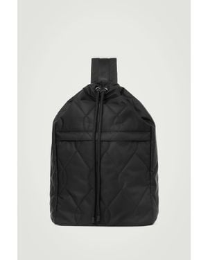 COS Quilted Drawstring Sling Duffle Bag - Nylon - Black