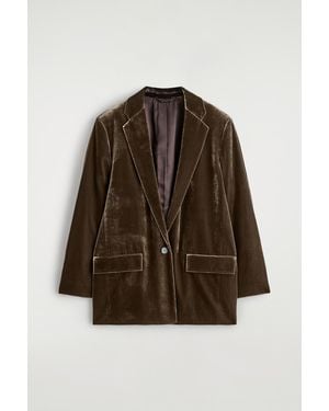 COS Single-Breasted Velvet Blazer - Brown