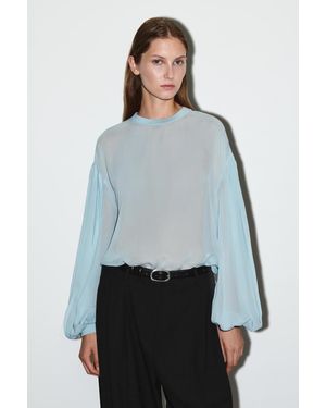 COS Transparente Bluse Mit Ballonärmeln - Grau