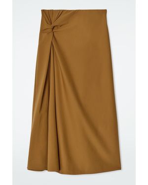 COS Twist-Detail Midi Skirt - Natural