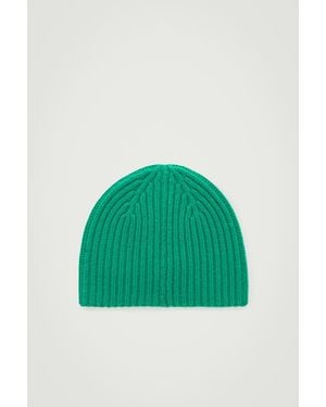 COS The Ribbed Cashmere Beanie - Green