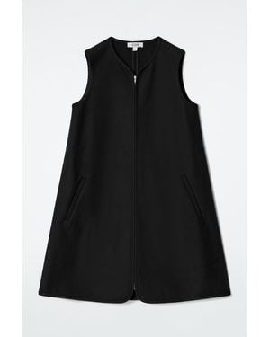 COS Scuba-jersey Zip-up Mini Dress - Black
